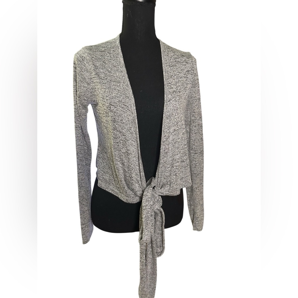 Y2K Cyber Punk Classic Minimalist Soft Stretch Tie Front Moody Cropped Cardigan
